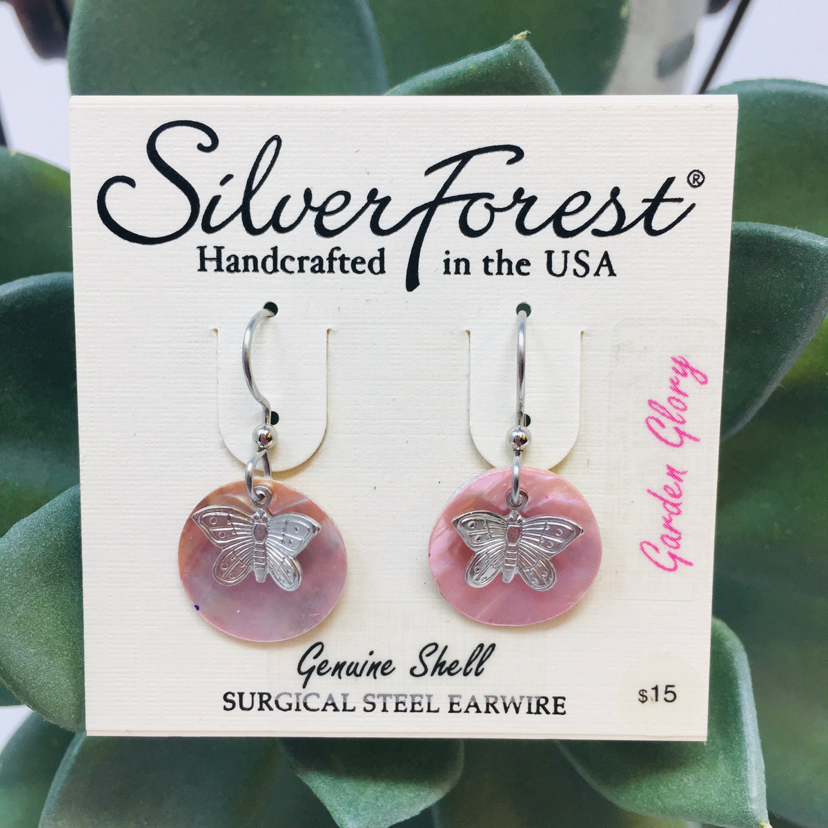 Pink/Silver Dragonfly on Round Earrings