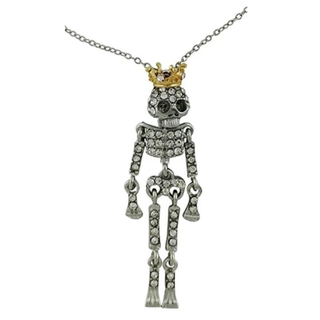 Crown Skeleton Dangle Necklace