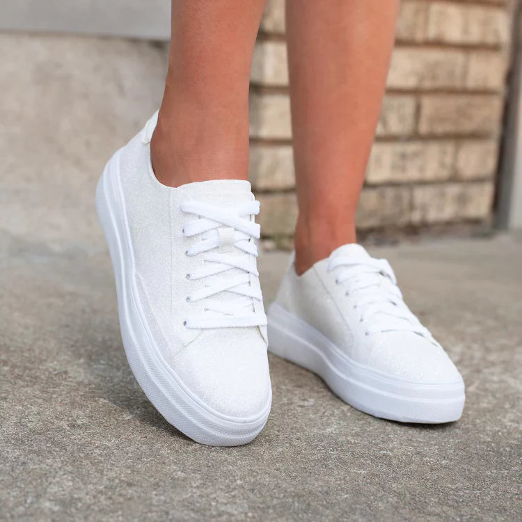 Glaring White Glitter Sneakers