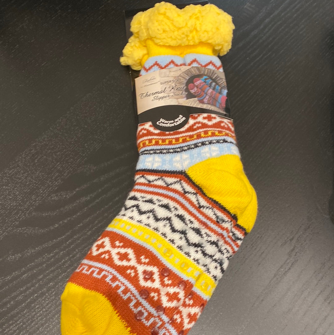 Boho Bright Thermal Knit Slipper Socks