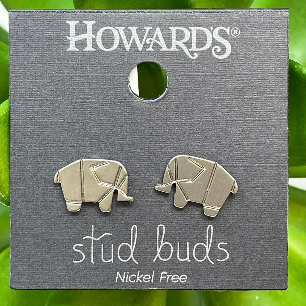 Elephant w/ Lines Stud Buds Earrings