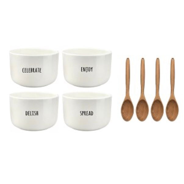 8pc Farmhouse Condiment Bowl &amp; Spoon Set