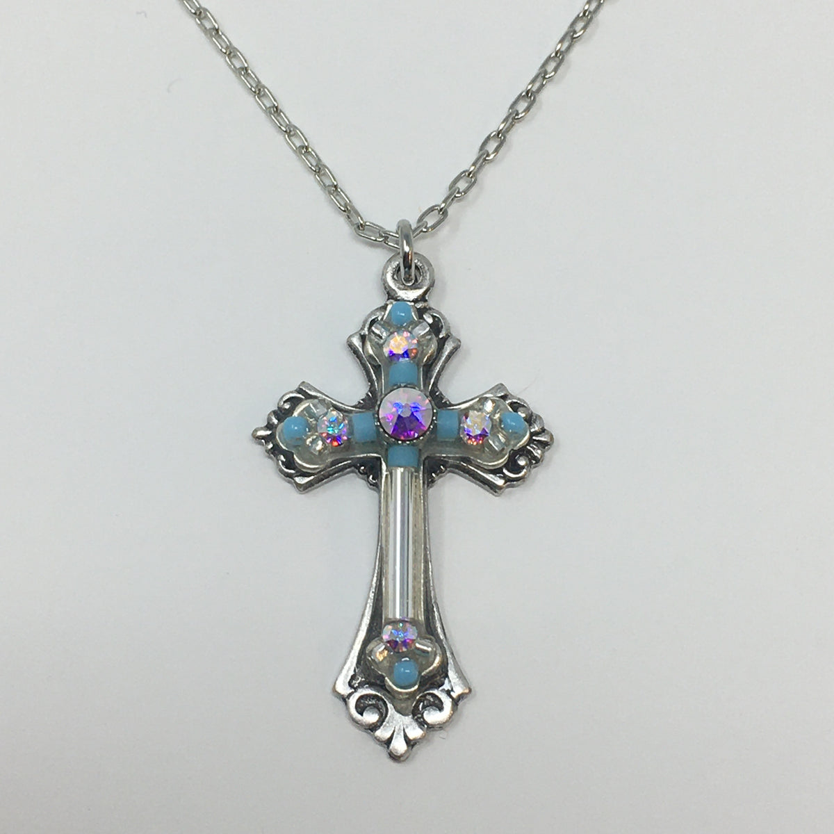 Med. Mosaic Cross Pendant Necklace