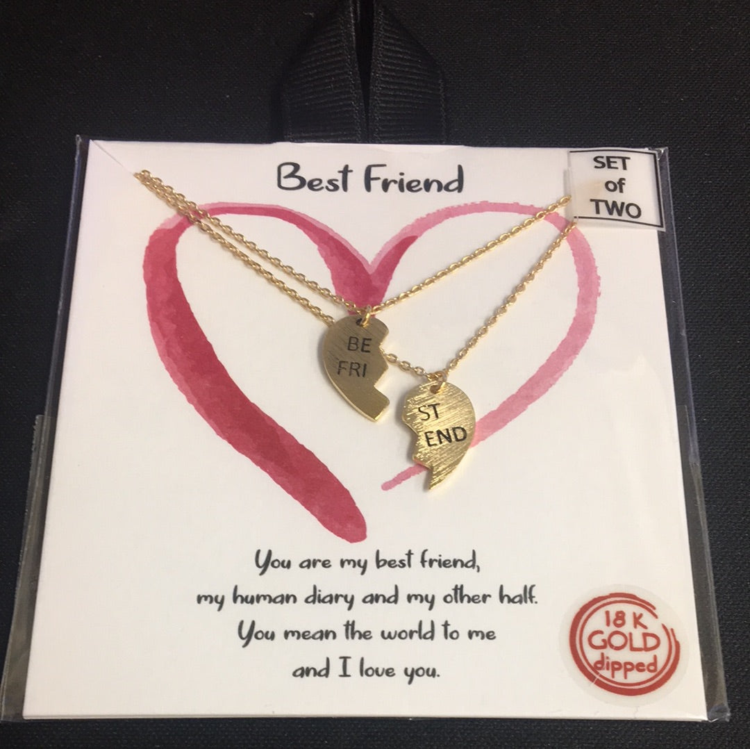 Rae Dunn best friends broken heart tear and share necklaces in yellow –  raedunnjewelry