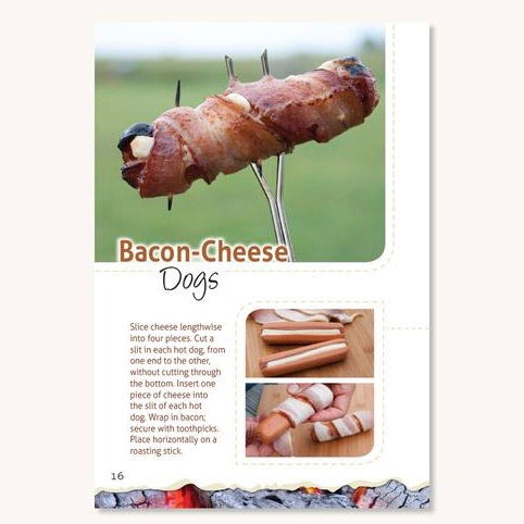 interior page of cookbook showing the recipe for Bacon Cheese Dogs