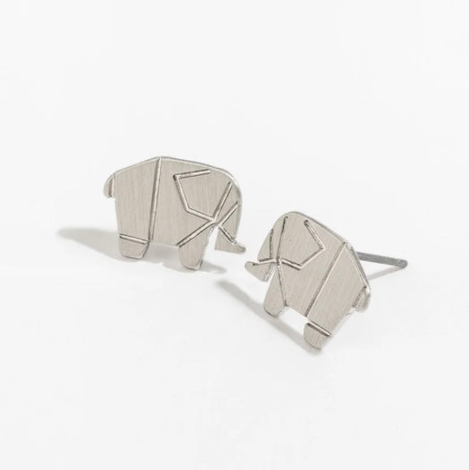 Elephant w/ Lines Stud Buds Earrings