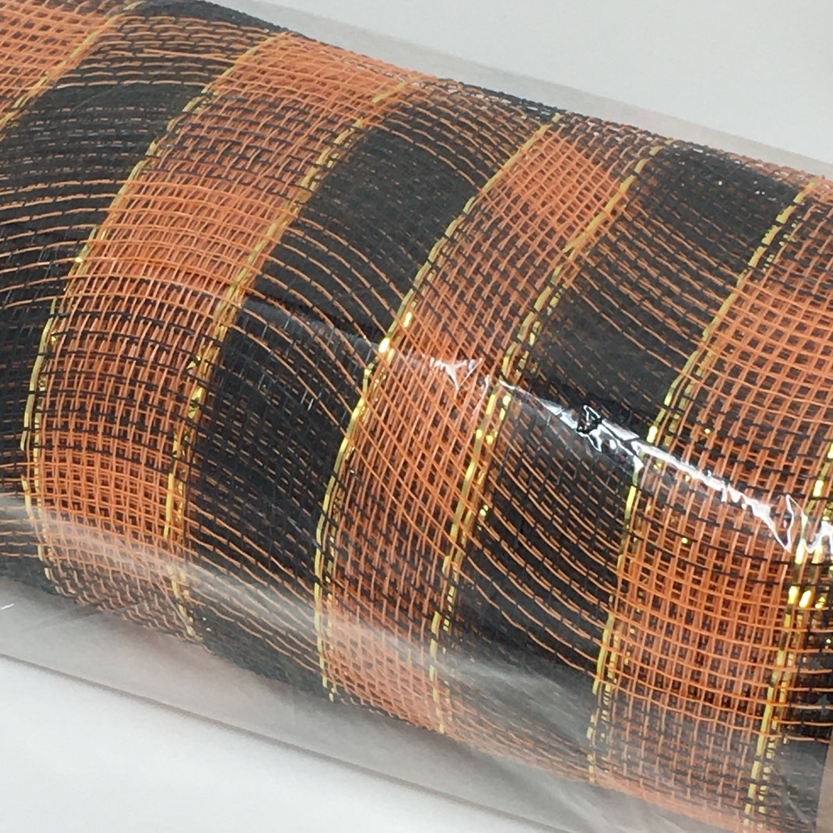 Orange/Black Plaid Deco Mesh Roll 21x10