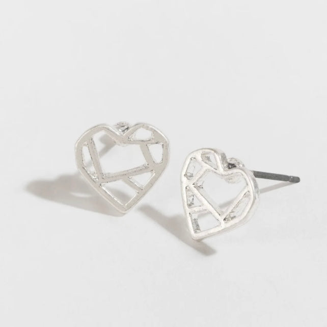 Filigree Heart Stud Buds Earrings