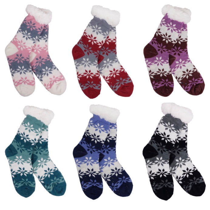 Frostine Snowflake & Stripes Thermal Slipper Socks By Mirabeau — Opportunities Inc.