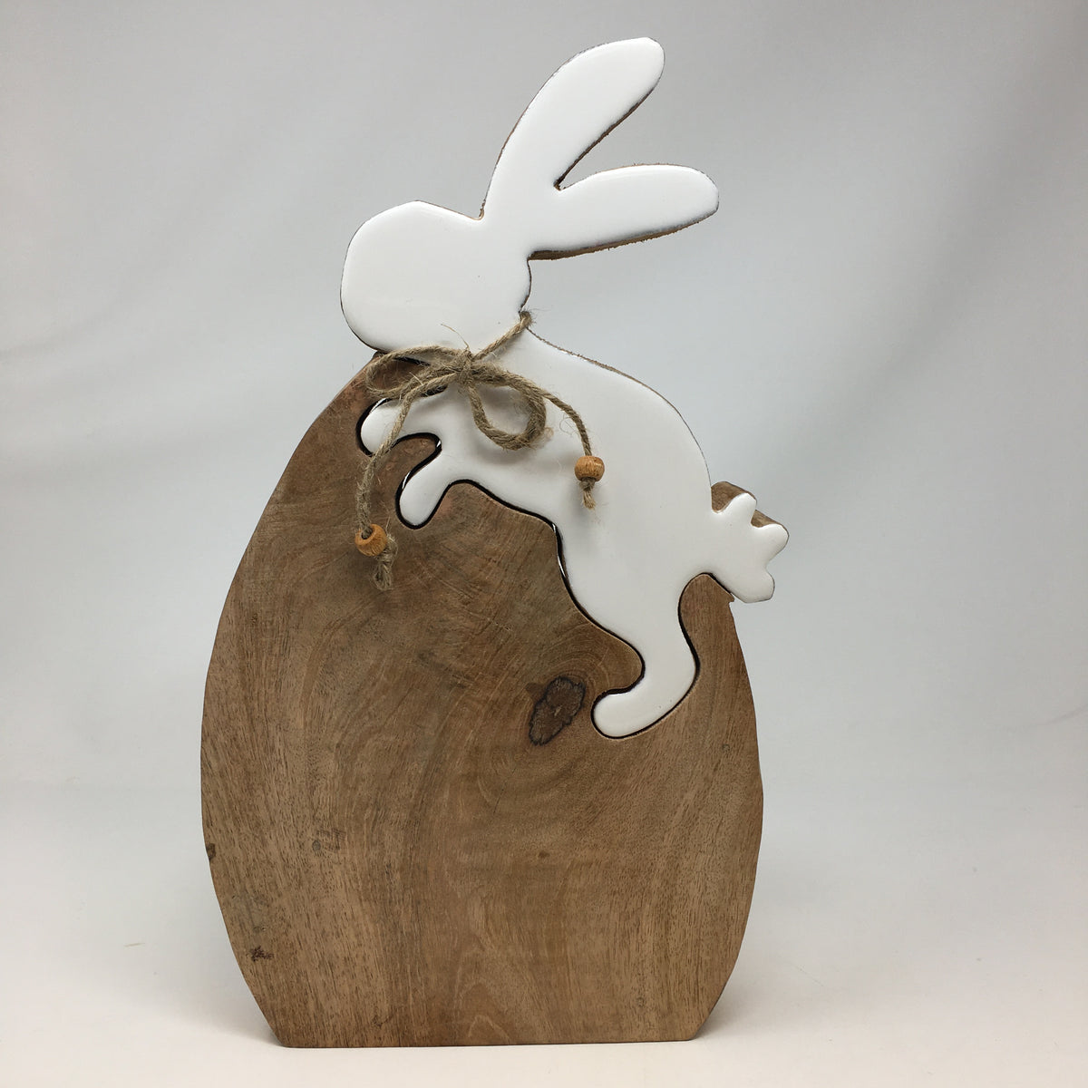 Final Sale - Lg Natural/White Egg &amp; Bunny Wood Puzzle