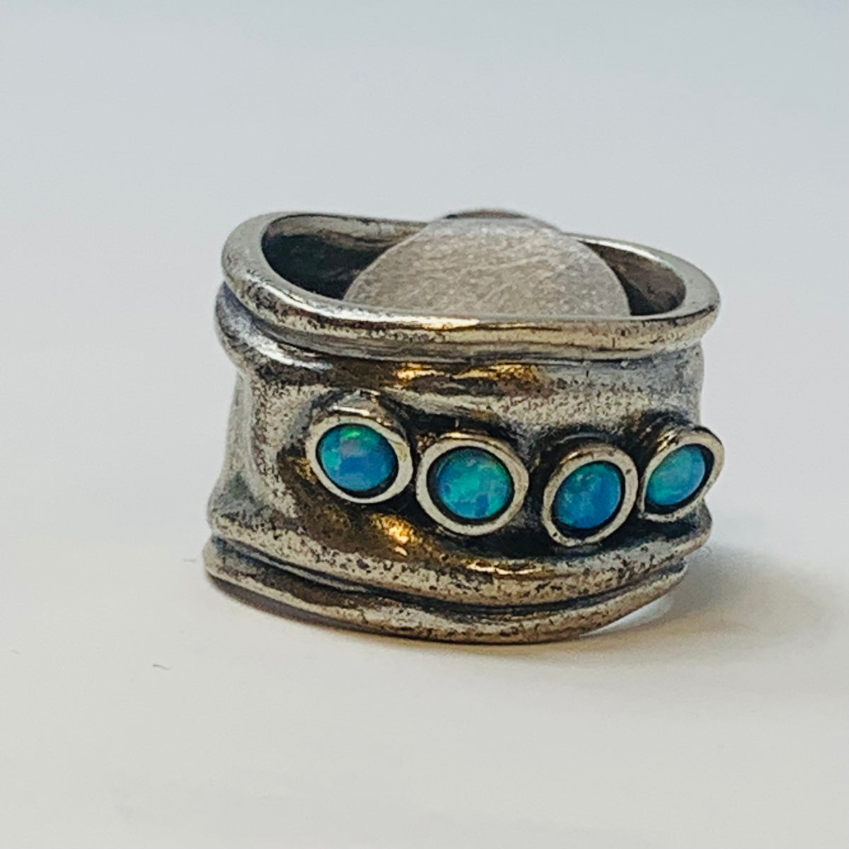 Med Art Wide Band Sterling Silver w/ Opal Ring