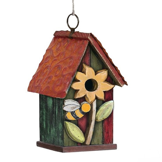 9.75&quot; Colorful Wood Birdhouse
