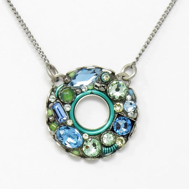 Bejeweled Small Circle Pendant Necklace