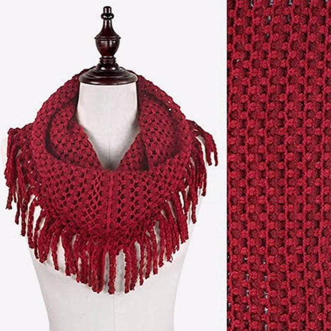 2-Tone Mini Tube Scarf w/ Fringe