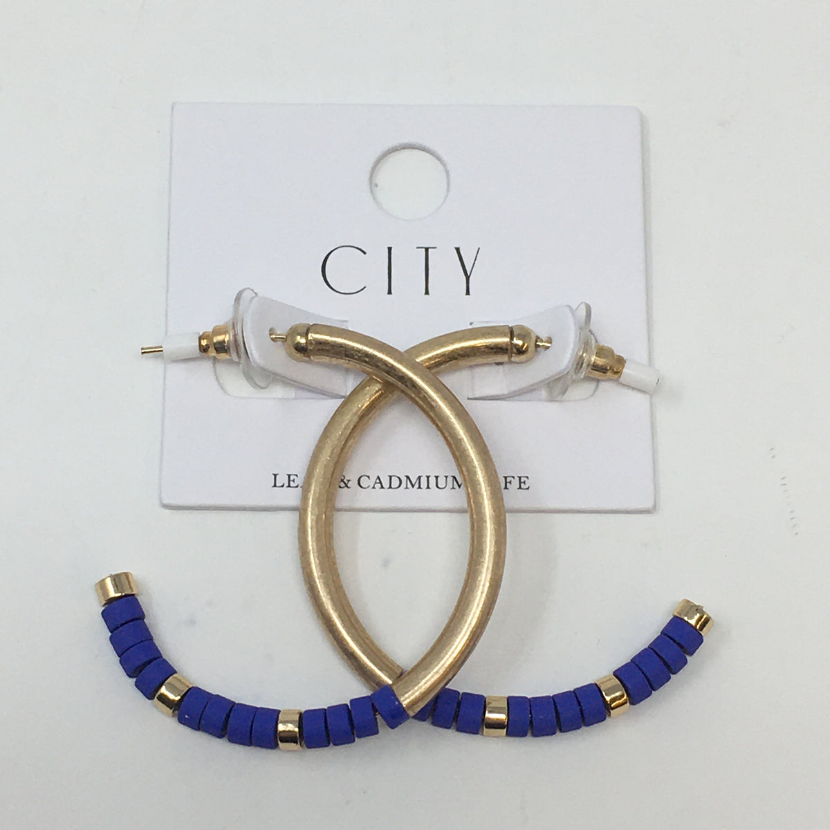 Gold Silicone Beaded Hoop Earrings