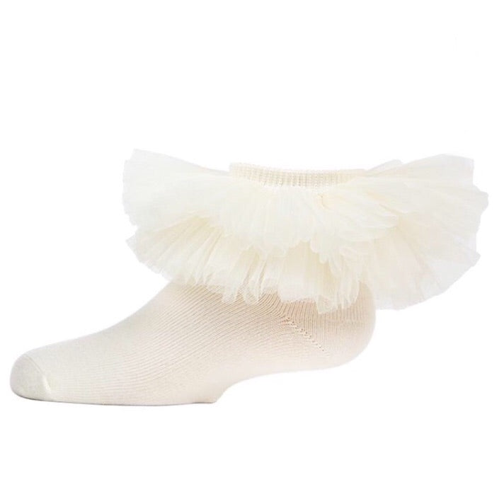 Winter White Tutu Infant Anklet Socks