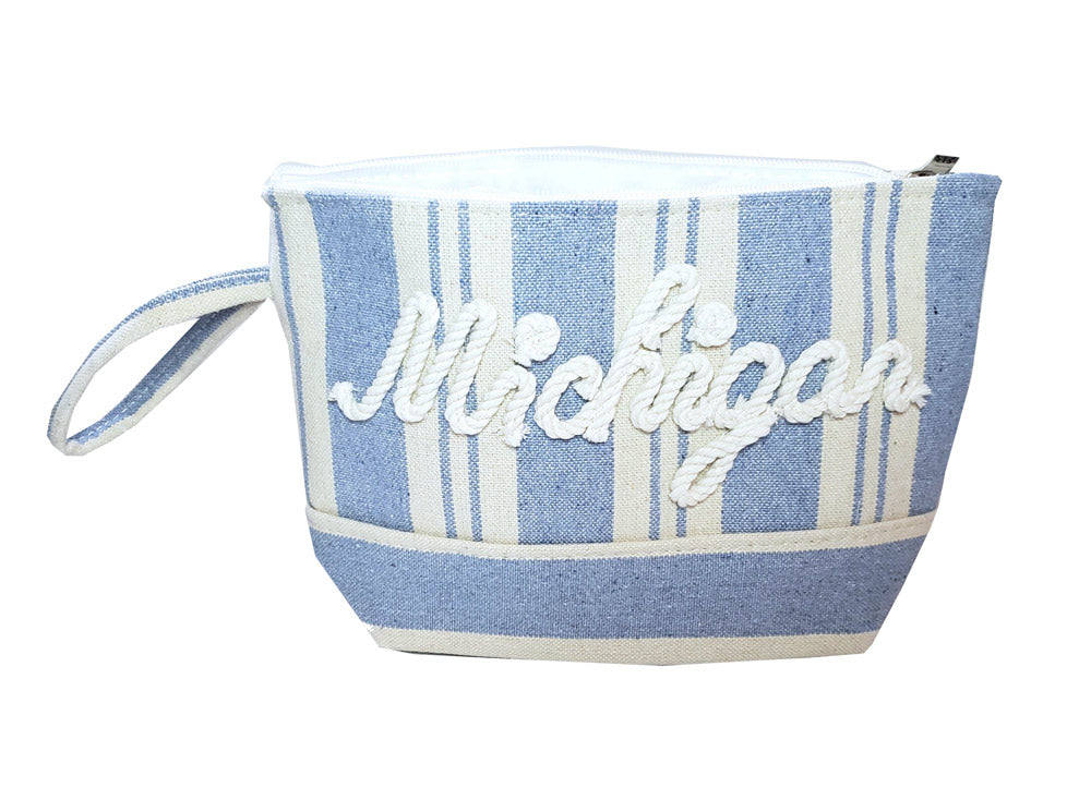 Small MI Blue Rope Striped Clutch Bag