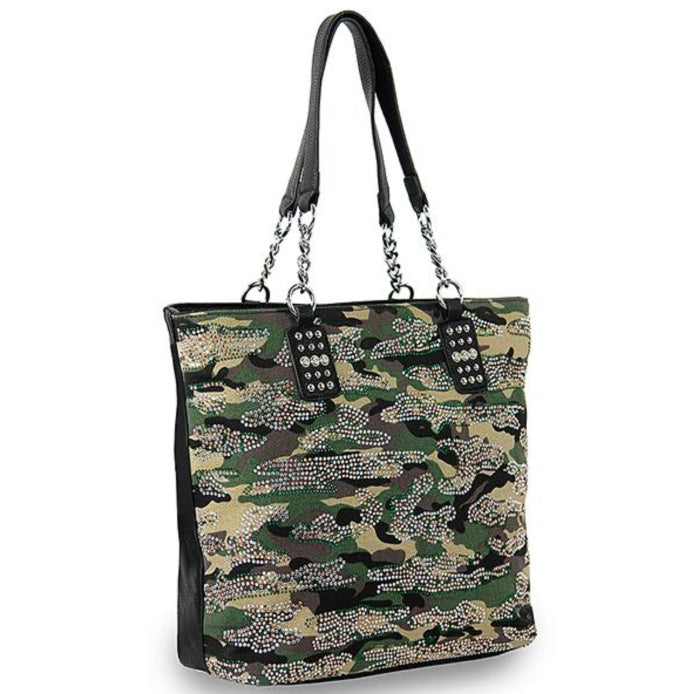 Camo Print Rhinestone Tote