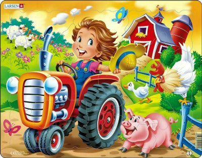 Farm Kid with Tractor 15 pc Educational Puzzle Board
