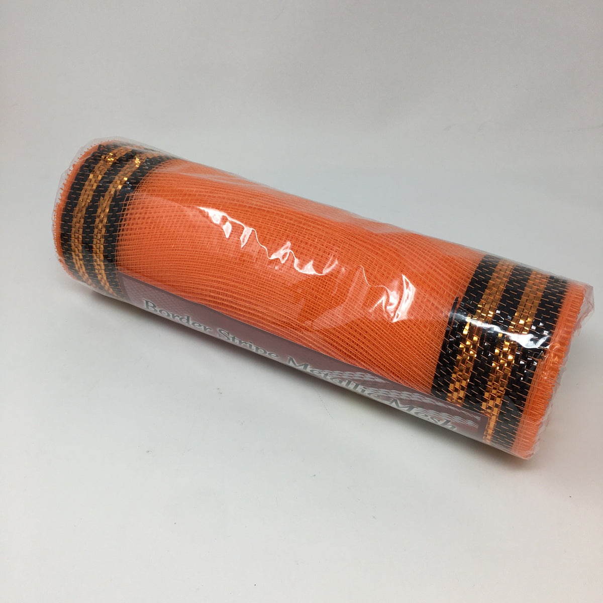 Border Stripe Metallic Mesh Orange/Black 10.5x10yd