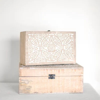 Leafy Print Wood Box