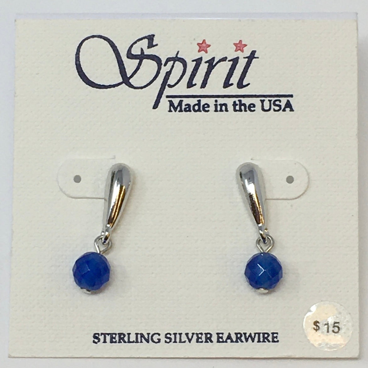 Dew Drop w/ Blue Bead Post Earring Spirit