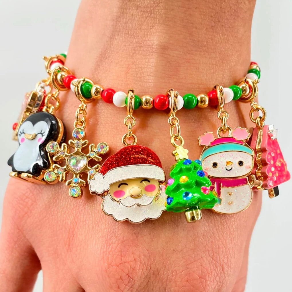 Charm It! Gold Christmas Stretch Bead Bracelet