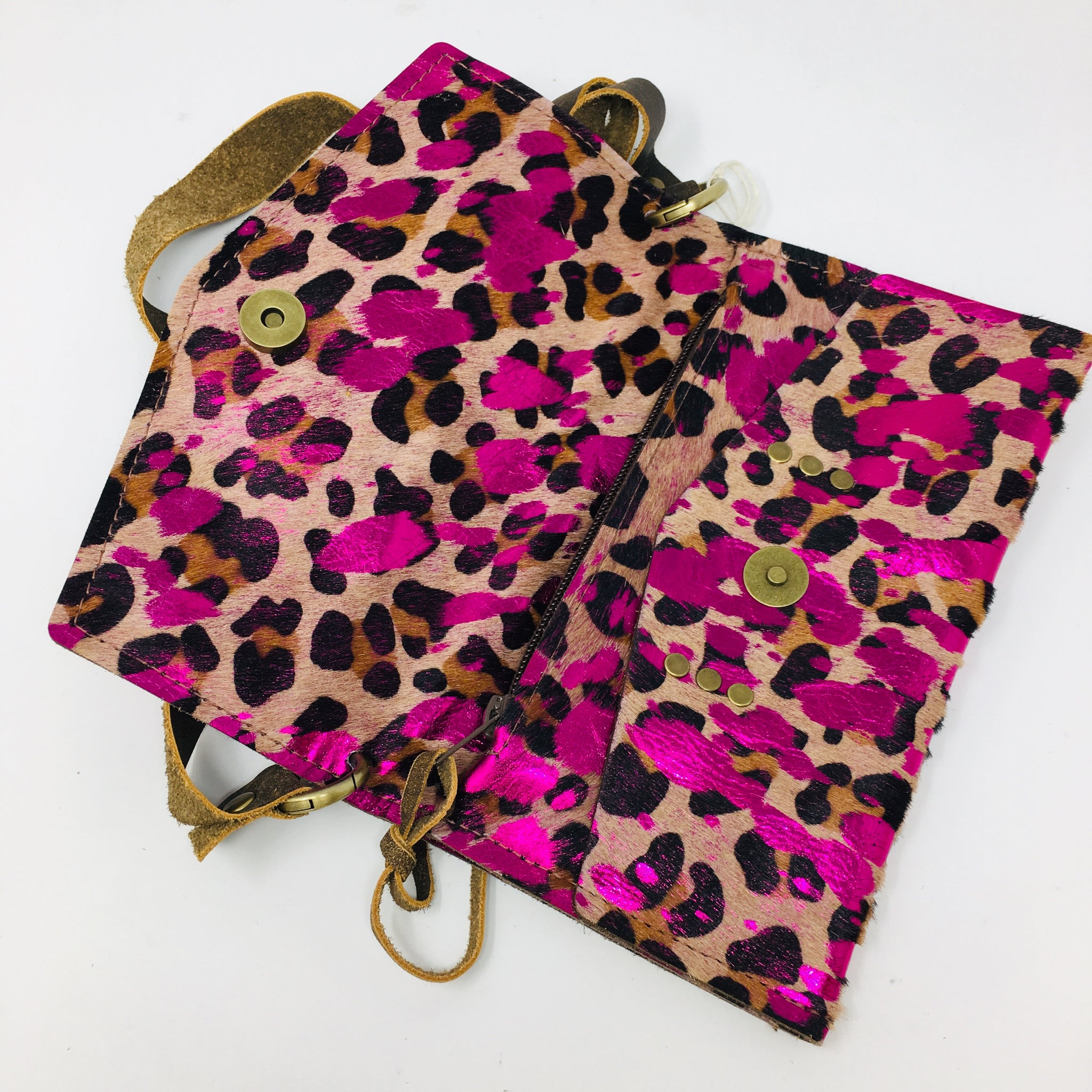 Repurposed LV Leopard clutch bag purse