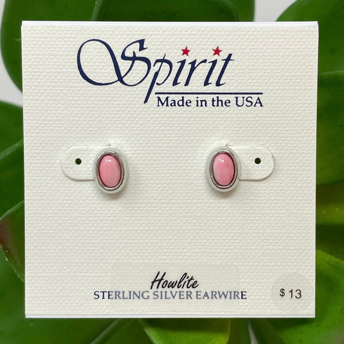 Pink Howlite Oval Post Earring