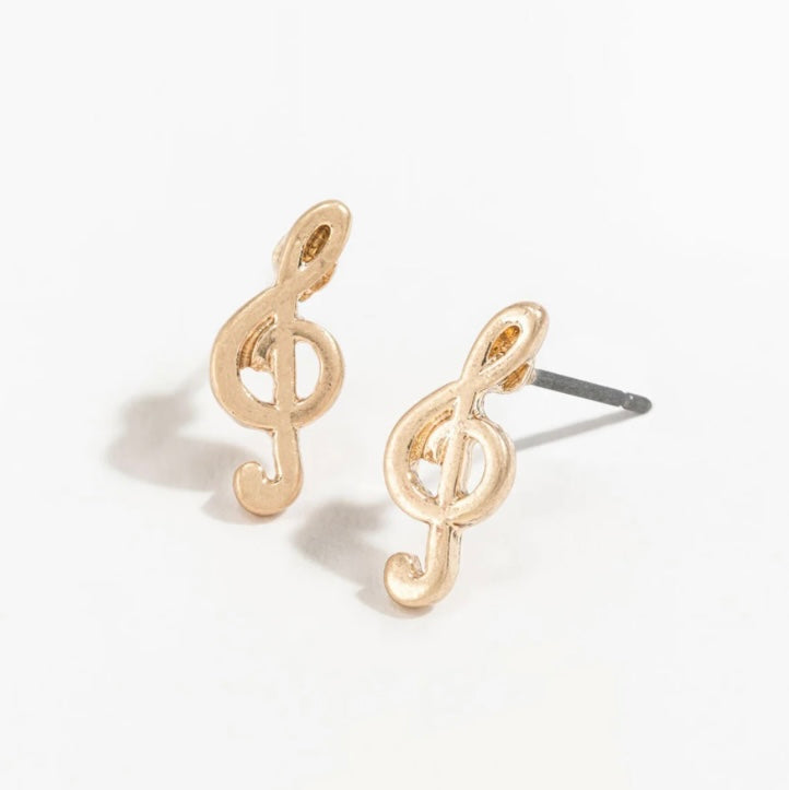 Treble Clef Stud Buds Earrings