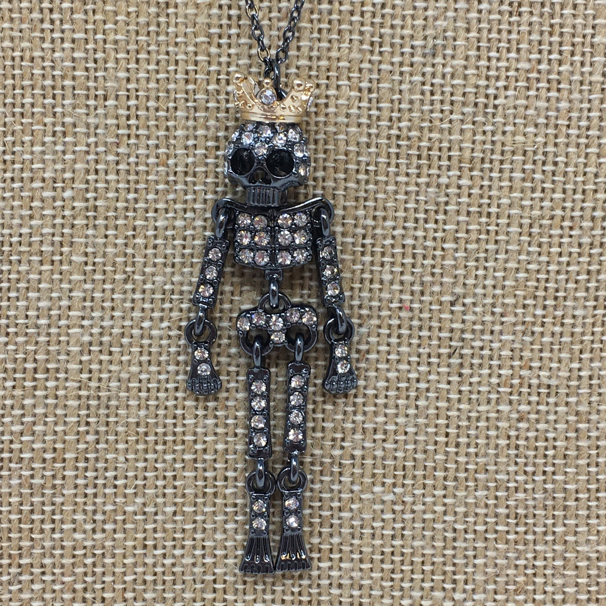 Crown Skeleton Dangle Necklace