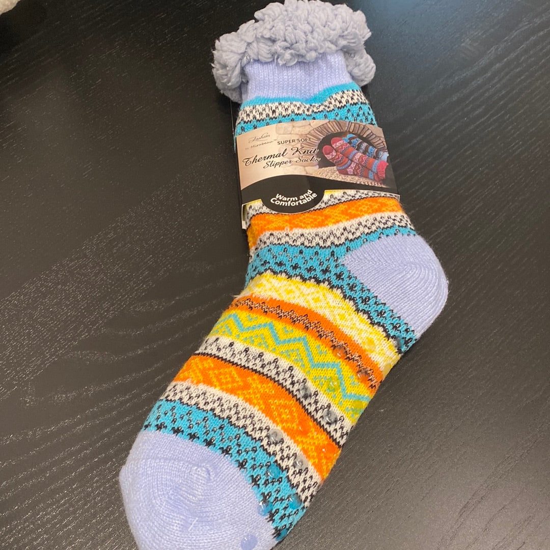 Boho Bright Thermal Knit Slipper Socks