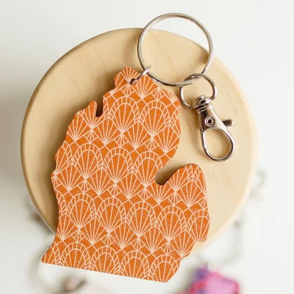 Michigan Printed Wood Keychain