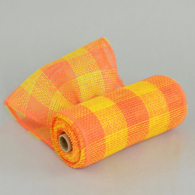 Orange/Yellow Plaid Woven Paper Mesh