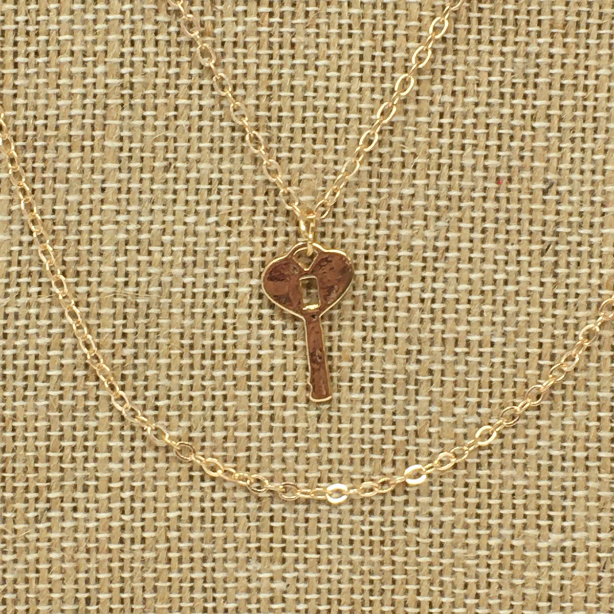 Gold Padlock &amp; Key Multi Layer Necklace