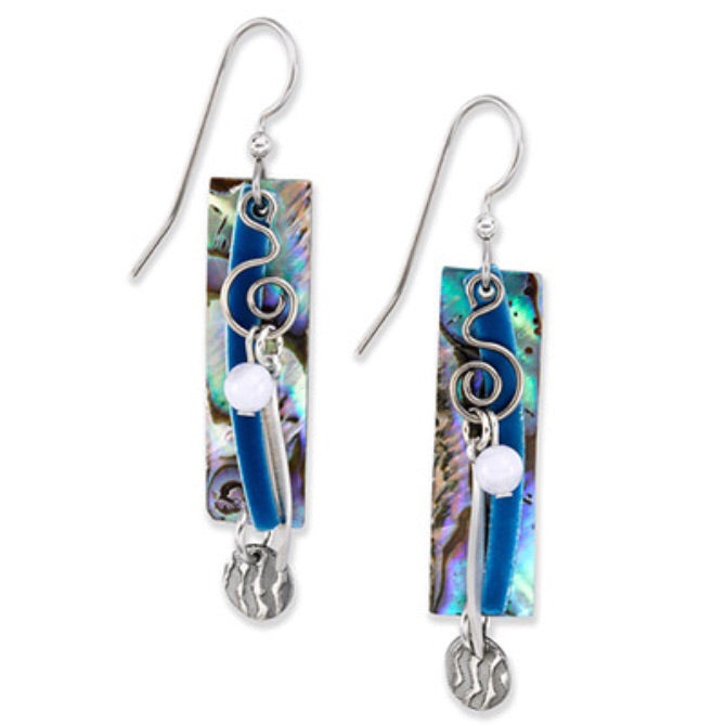 Rectangle Shell w/ Swoop &amp; Coil Drop Earrings
