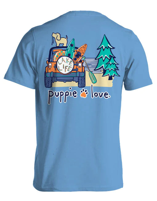 Carolina Blue SS Lake Life Puppie Love T-Shirt