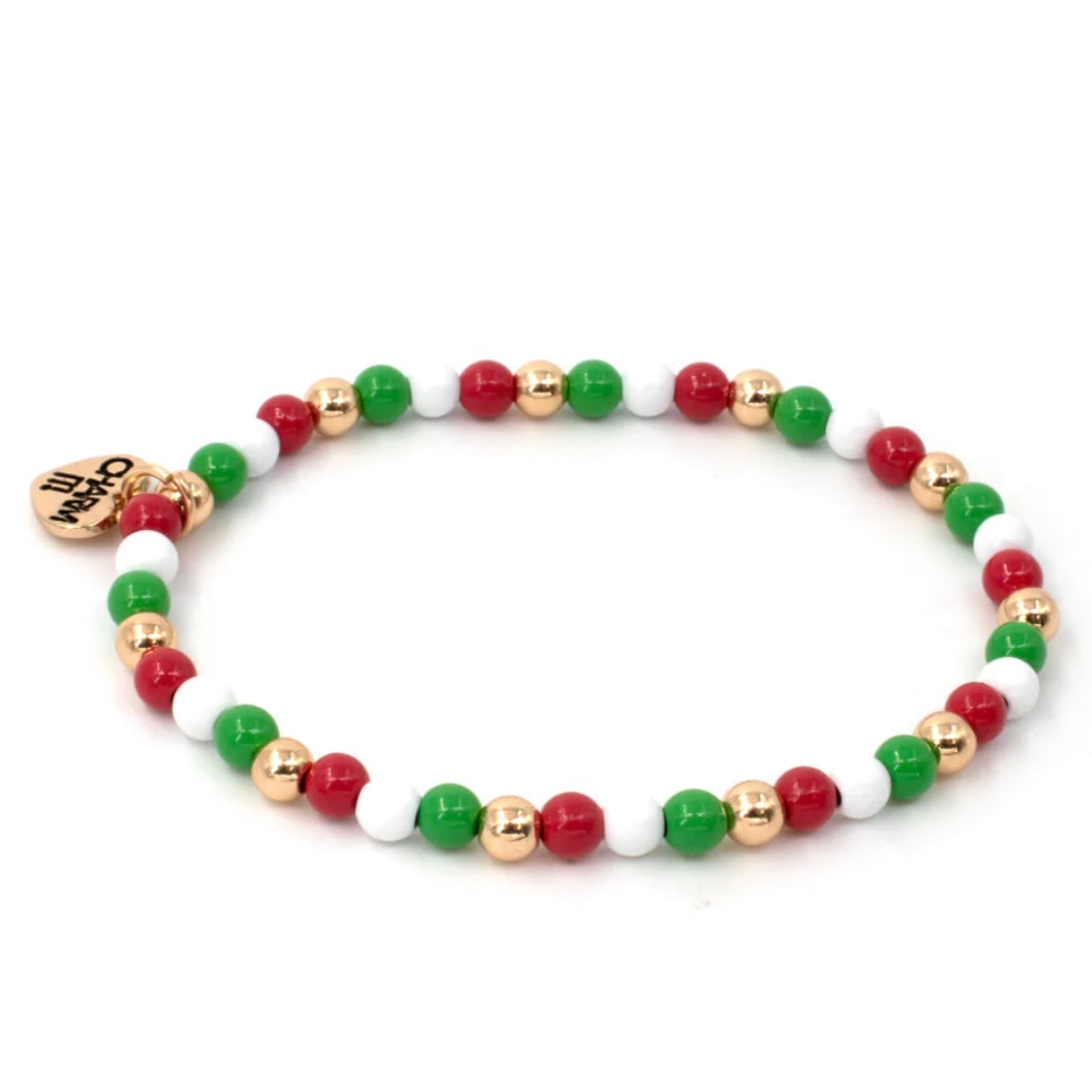 Charm It! Gold Christmas Stretch Bead Bracelet