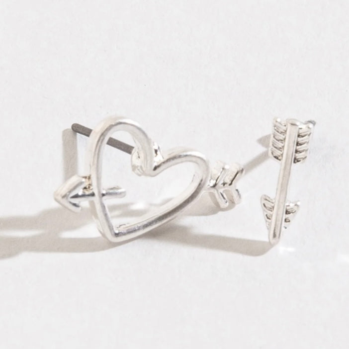 Heart &amp; Arrow Stud Buds Earrings