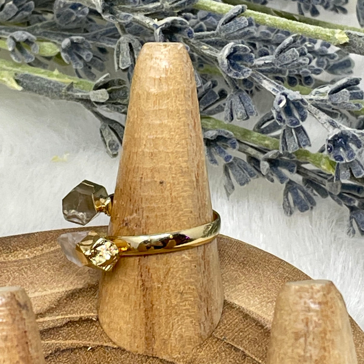 Double Quartz Adjustable Ring