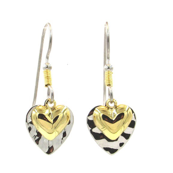 Layered Hearts w/ Wire Wrap Earrings