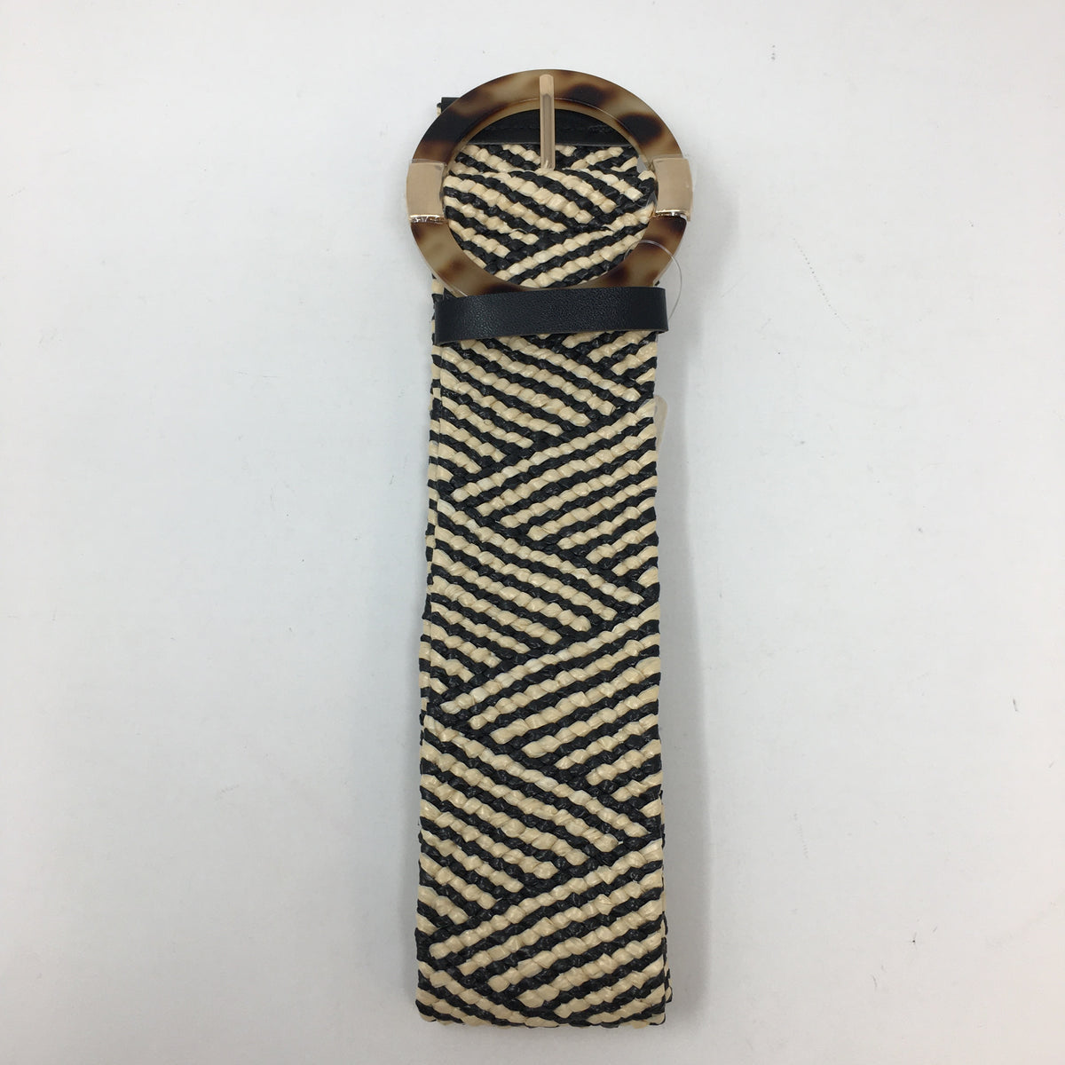 Wide Straw Circle Buckle Belt