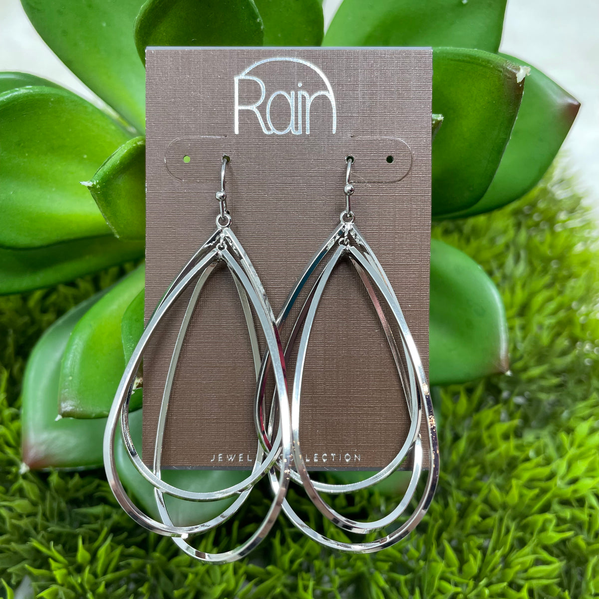 Silver Spinny Teardrop Earrings