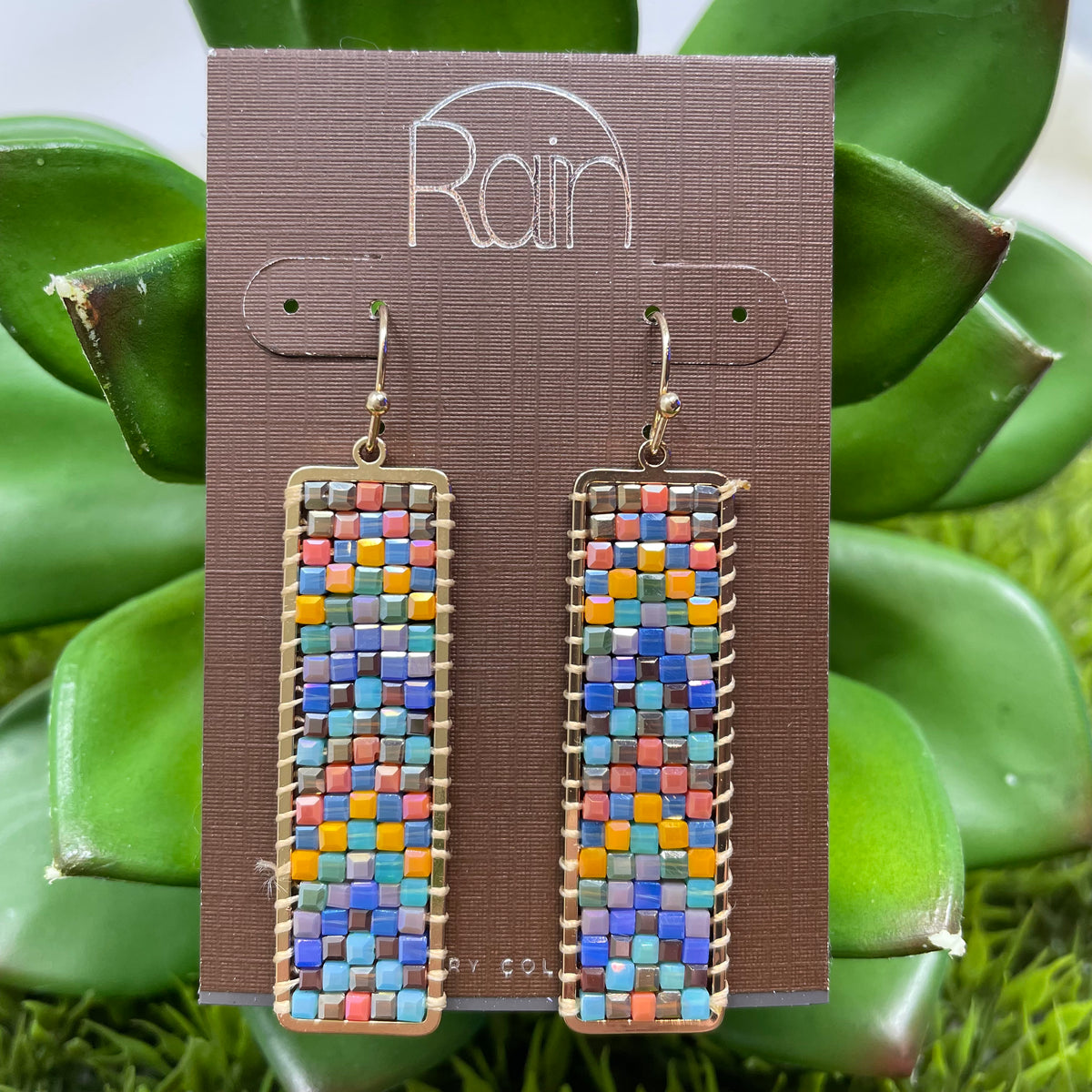 Rainbow Multicolored Woven Earrings