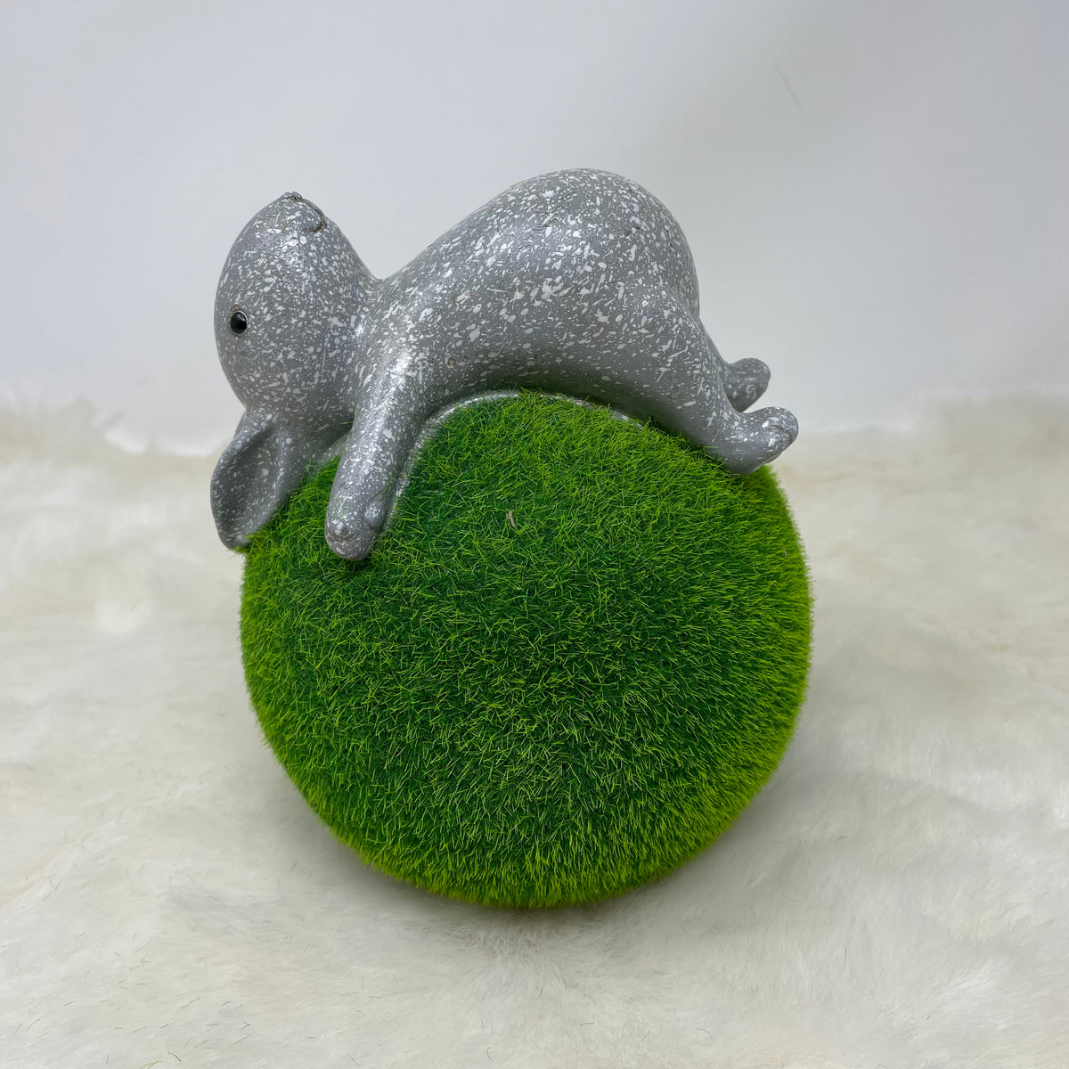 7.6&quot;H Resin Bunny on Moss
