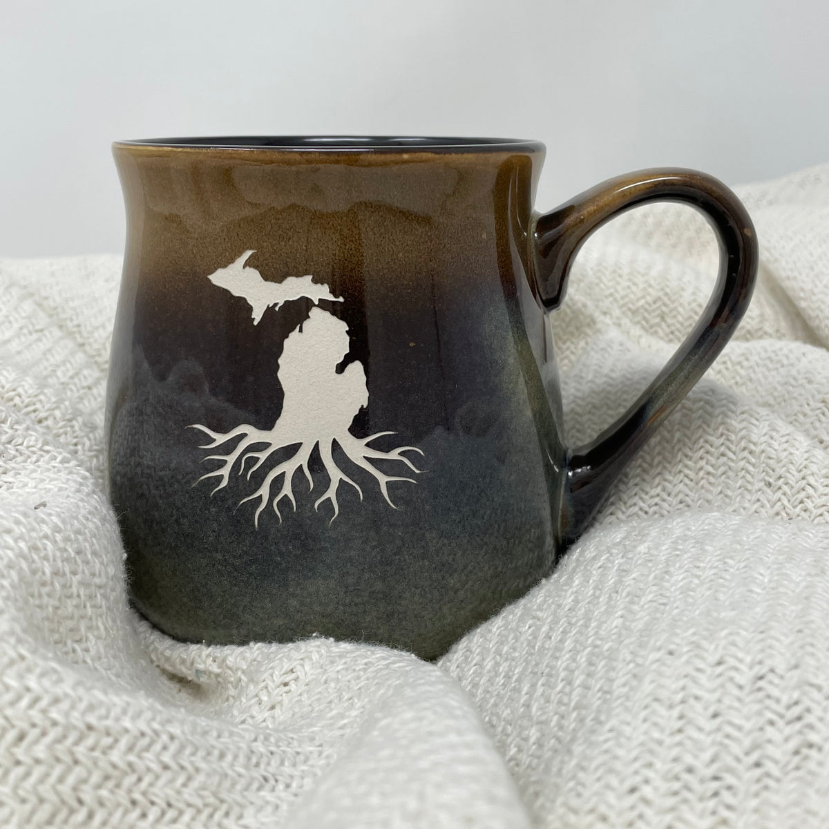 16oz Sandblasted Pottery MI Coffee Mug