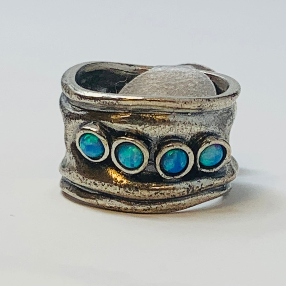 Med Art Wide Band Sterling Silver w/ Opal Ring