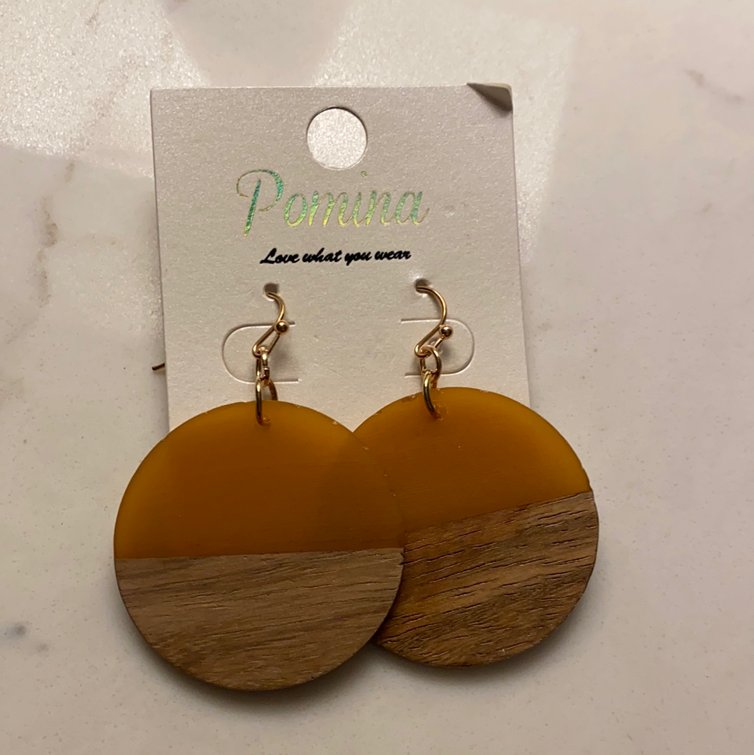 Round wood/lucite earrings