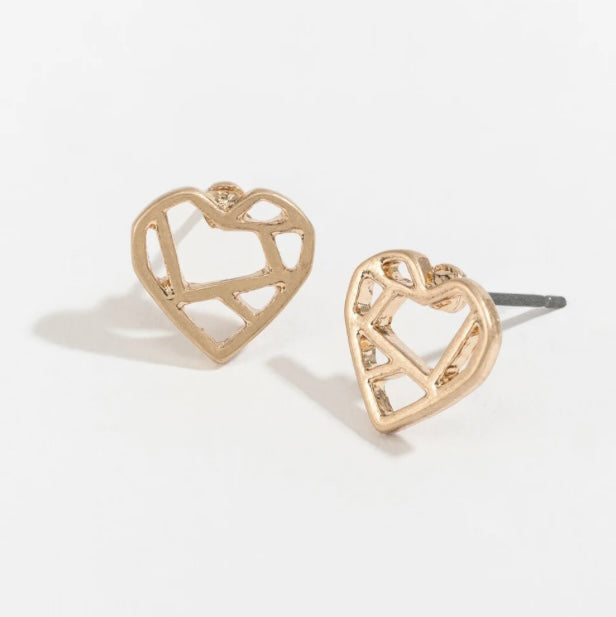 Filigree Heart Stud Buds Earrings