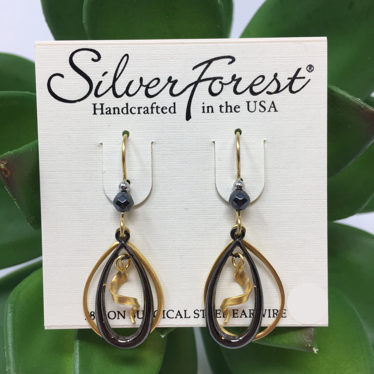 Gold/Gunmetal Open Tear Duo w/ Spiral Earrings